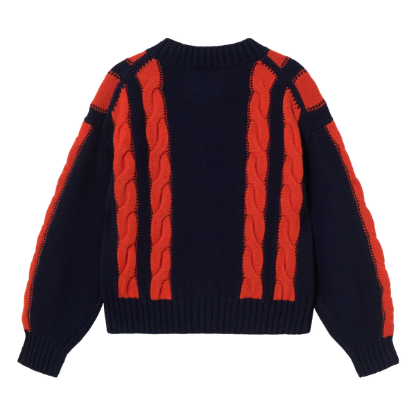 Tiny Big Sister Cable Round Neck Cardigan