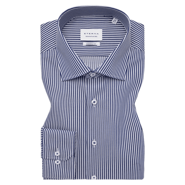 Eterna Long Sleeve Stripe Shirt - Navy/White