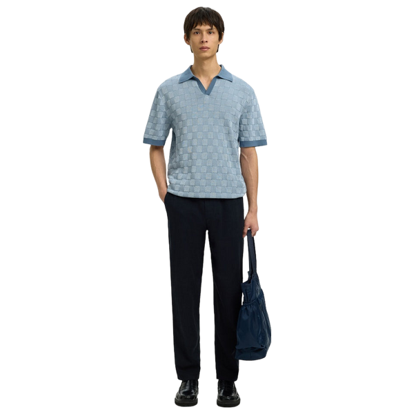 Selected Miles Short Sleeve Knit Relaxed Colour Open Polo