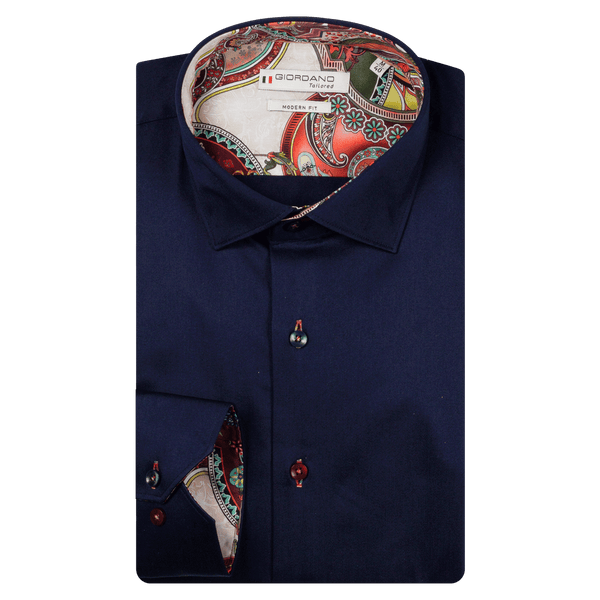 Giordano Long Sleeve Shirt With Paisley Trim