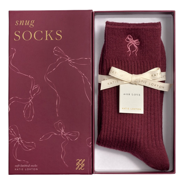 Katie Loxton Gift Boxed Ribbed Socks - Bow