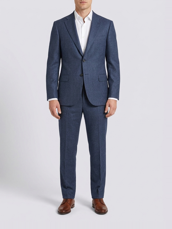 William David Premium Wool Prince Of Wales Check Suit - Navy