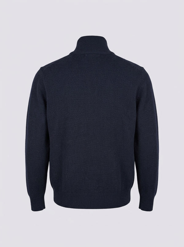 William David Merino Wool Knitted Jacket - Navy