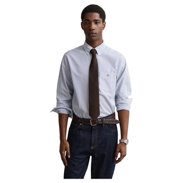 GANT Reg Poplin Stripe Short Sleeve Shirt