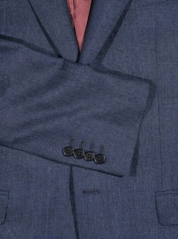 William David Premium Wool Prince Of Wales Check Suit - Navy