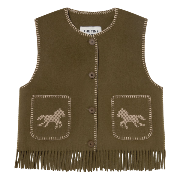 Tiny Big Sister Horses Embroidered Vest