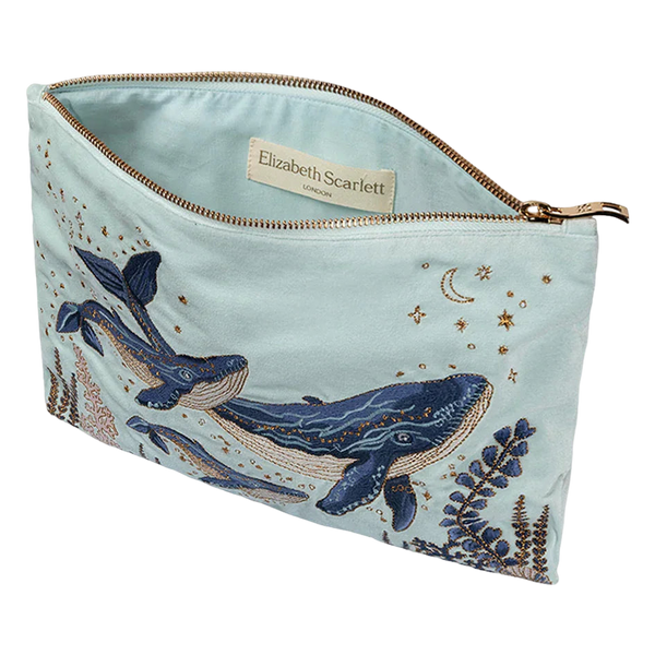 Elizabeth Scarlett Mystical Whale Velvet Everyday Pouch