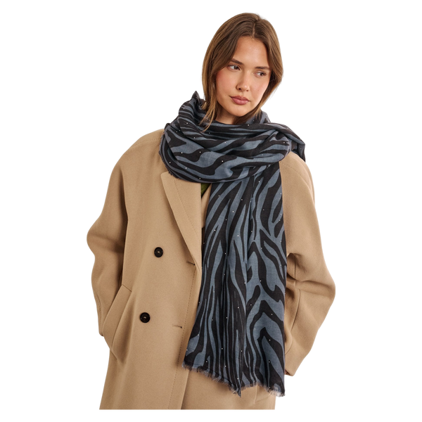 Katie Loxton Printed Studded Scarf - Zebra Stripe