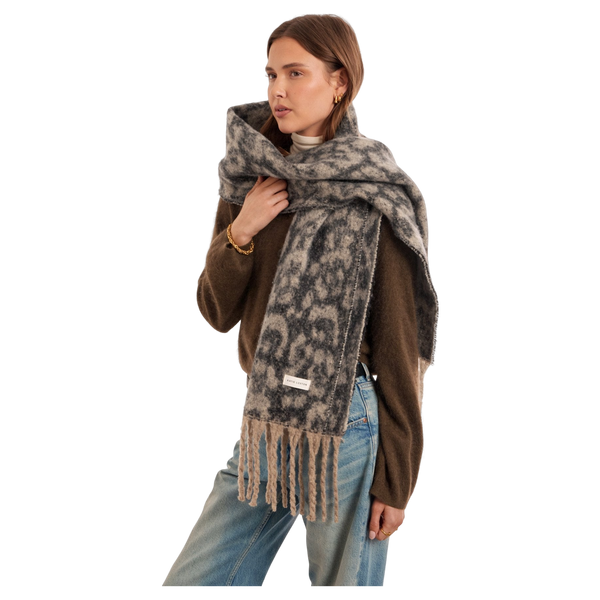 Recycled Checked Tassel Scarf