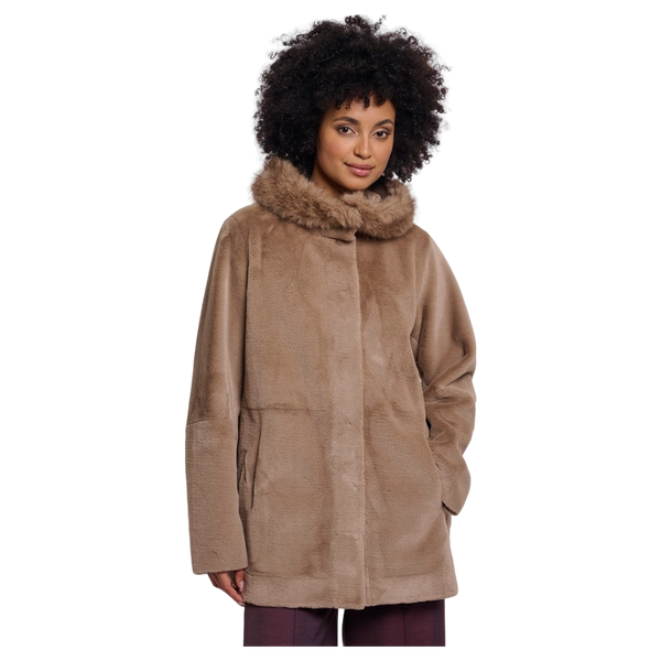 Rino & Pelle Mans Faux Fur Coat With Detachable Hood