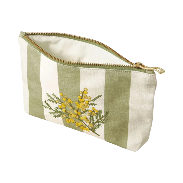 Elizabeth Scarlett Mimosa Stripe Cotton Mini Pouch