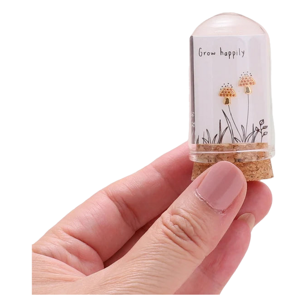 Attic Creations Grow Happily Gold Mushroom Earrings