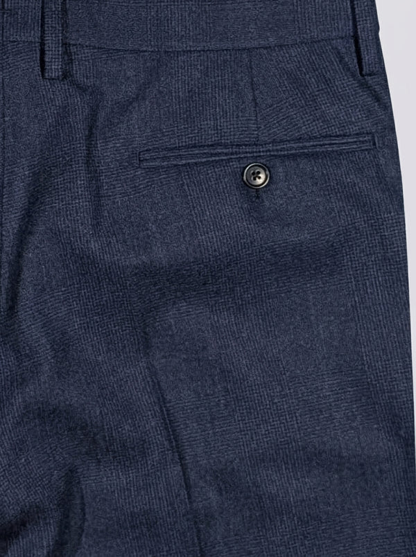 William David Premium Wool Prince Of Wales Check Suit - Navy