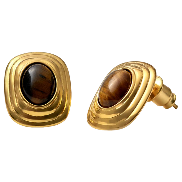 Katie Loxton Tiger's Eye Button Stud Earrings