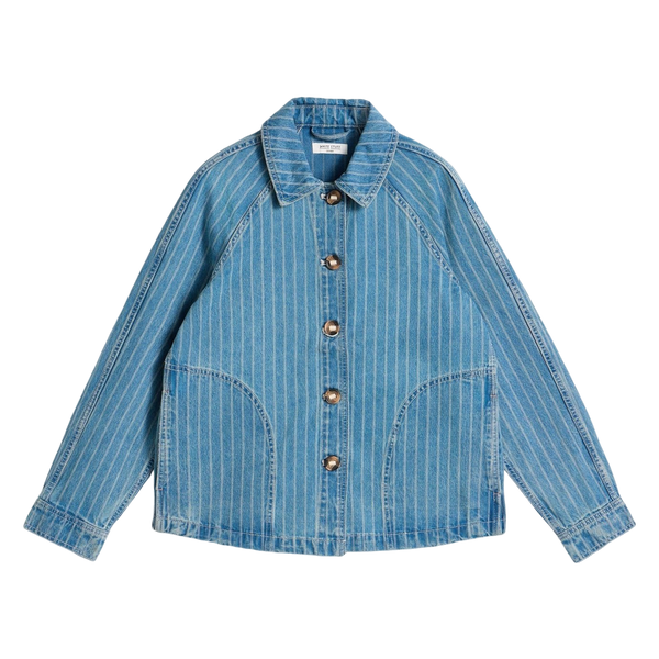 White Stuff Tia Stripe Denim Shacket - Denim Mlt