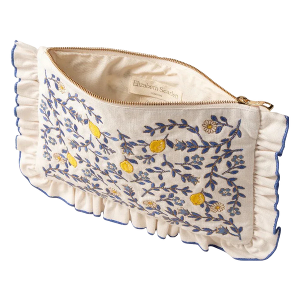 Elizabeth Scarlett Lemon Garden Cotton Frill Pouch