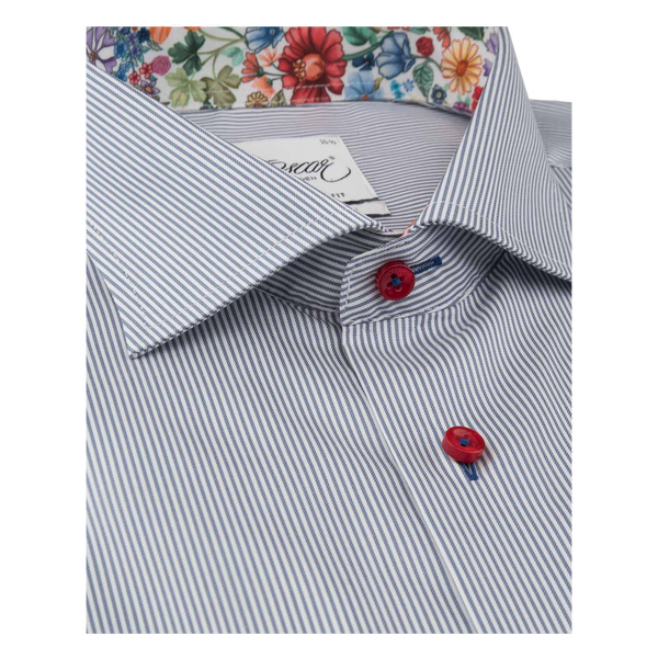 Oscar Long Sleeve Stripe Shirt With Trim