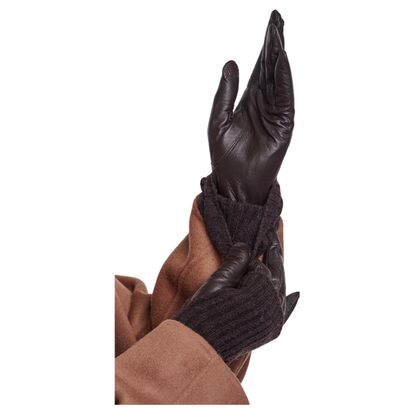 Rino & Pelle Infinity Leather Gloves With Long Knitted Sleeves