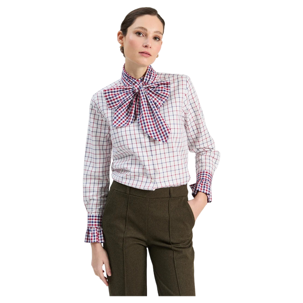 Vilagallo Niki Check Bow Shirt