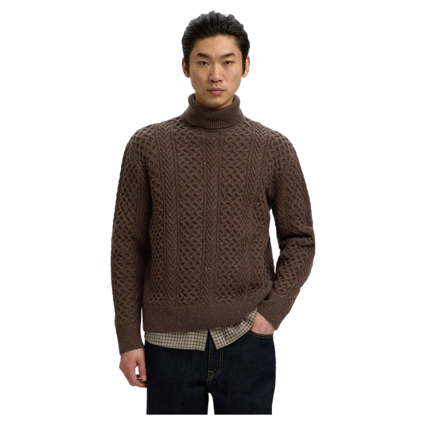 Selected Land Long Sleeve Knit Cable Roll Neck
