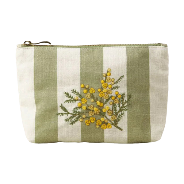 Elizabeth Scarlett Mimosa Stripe Cotton Mini Pouch