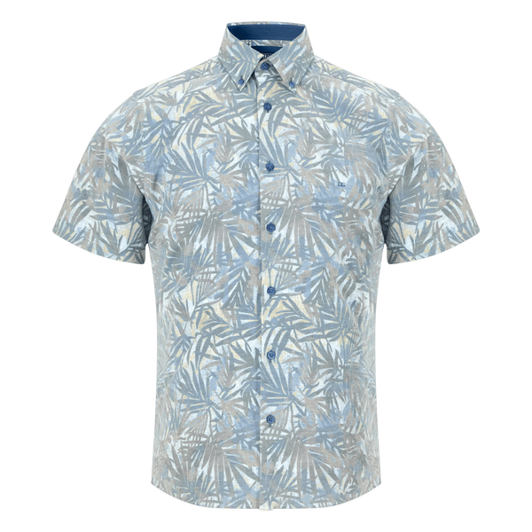 DG's Drifter Leaf Print Button Down Short Sleeve Shirt