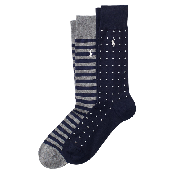 Polo Ralph Lauren Dot Stripe Crew Socks 2 Pack