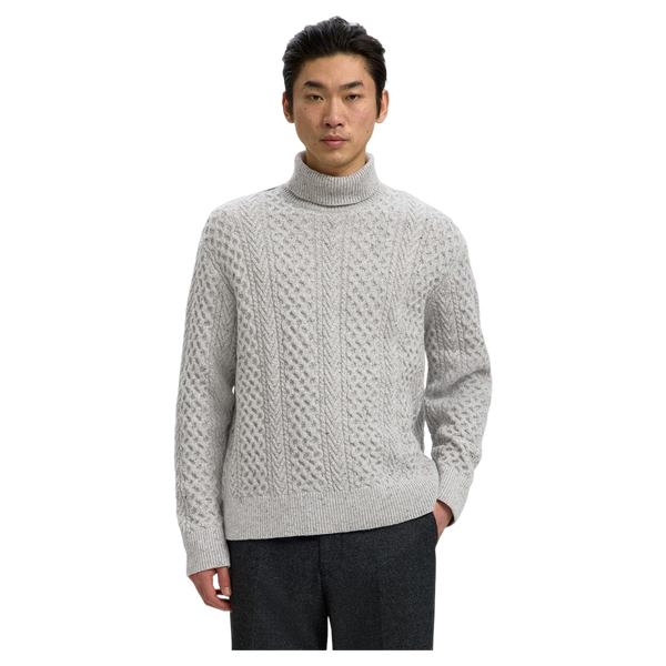 Selected Land Long Sleeve Knit Cable Roll Neck