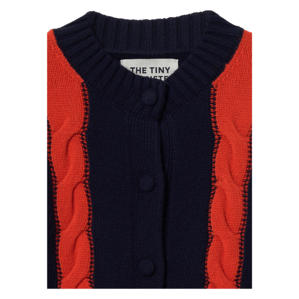Tiny Big Sister Cable Round Neck Cardigan