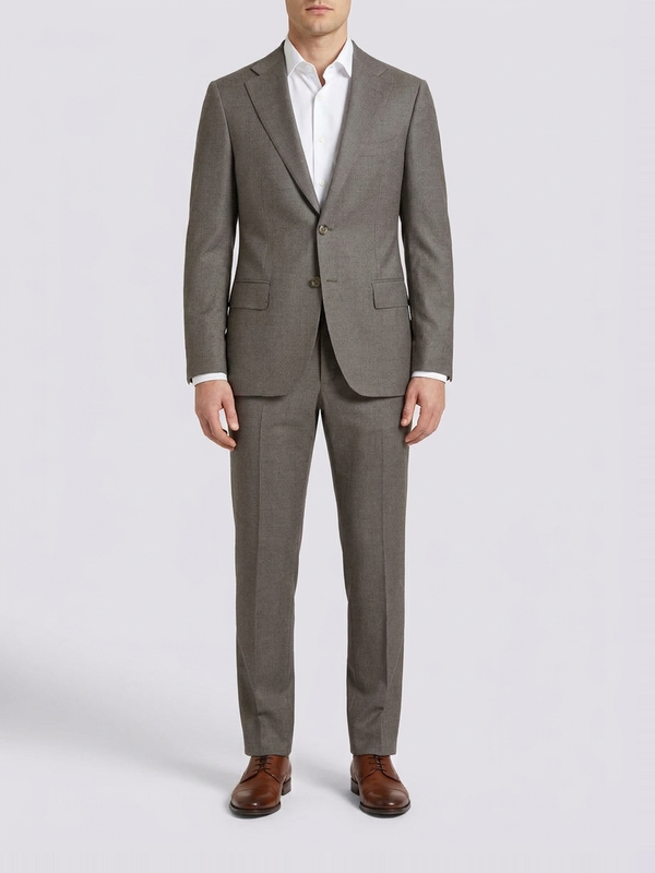 William David Premium Wool Flannel Suit - Taupe