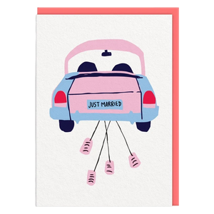 OHH DEER Greeting Cards - £2.95 - Car & Cans Just Married