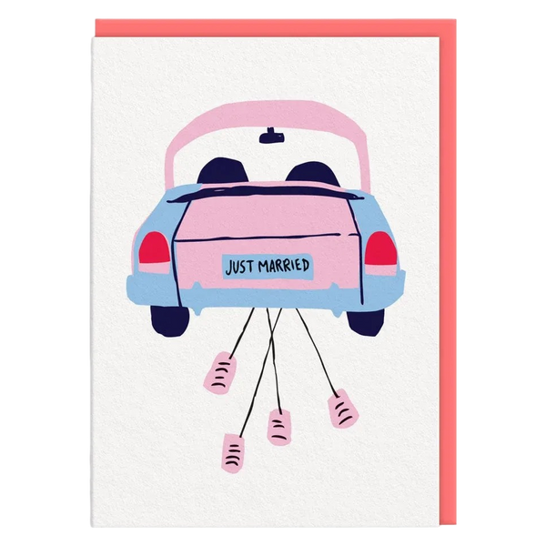 OHH DEER Greeting Cards - £2.95 - Car & Cans Just Married