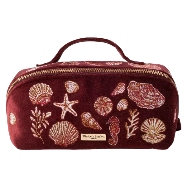 Elizabeth Scarlett Ocean Treasures Velvet Open Flat Makeup Bag