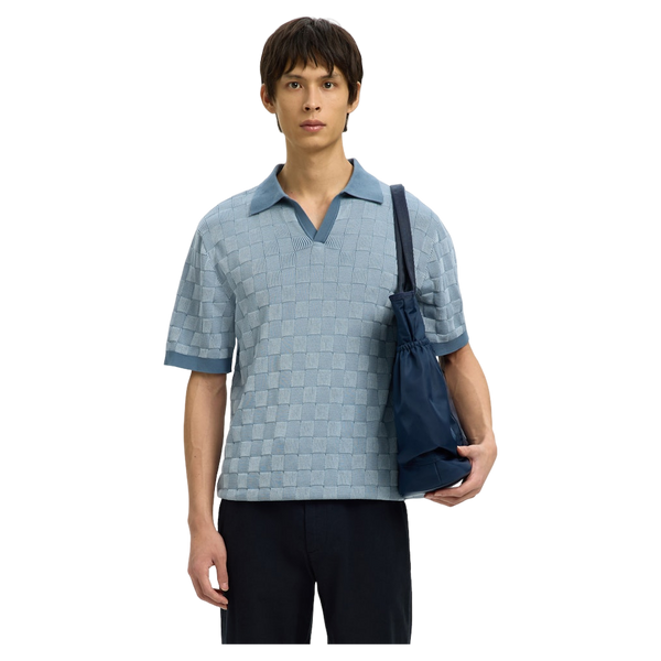 Selected Miles Short Sleeve Knit Relaxed Colour Open Polo