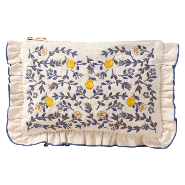 Elizabeth Scarlett Lemon Garden Cotton Frill Pouch