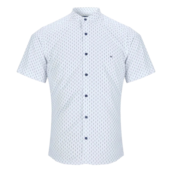 DG's Drifter Geo Print Grandad Collar Short Sleeve Shirt
