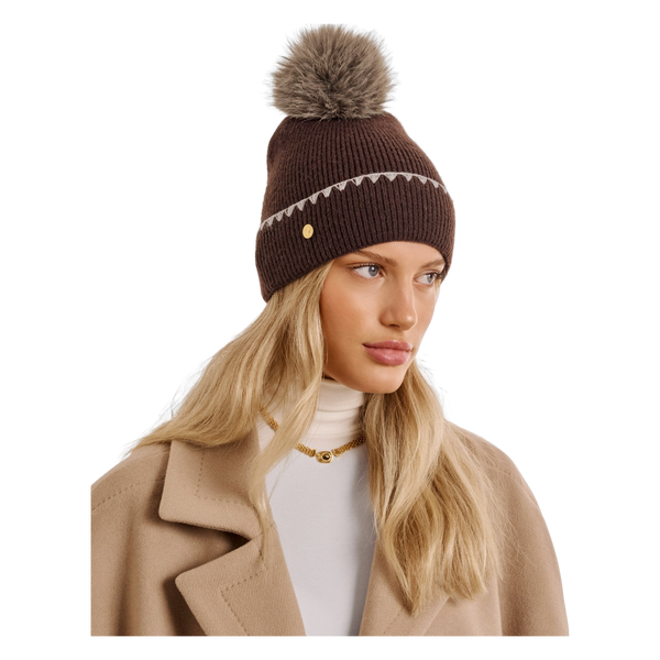 Whipstitch Pom Pom Knitted Hat
