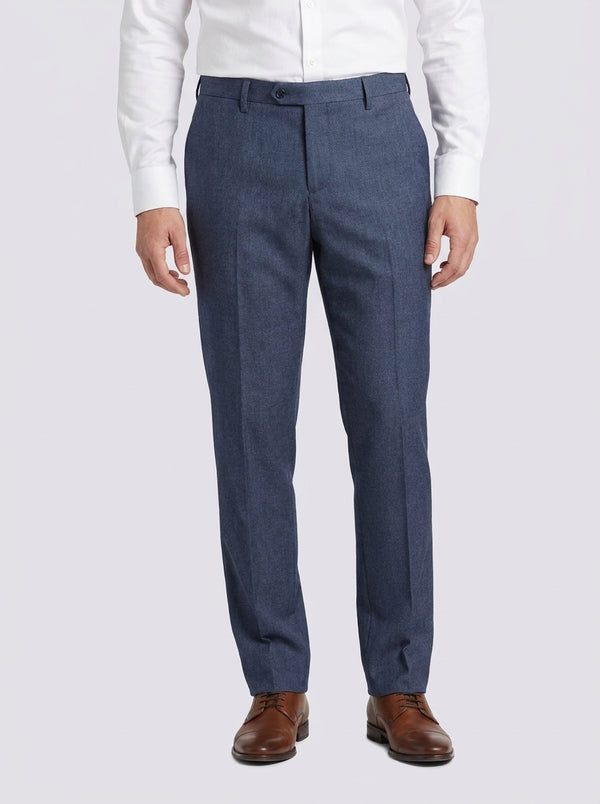 William David Premium Wool Prince Of Wales Check Suit - Navy
