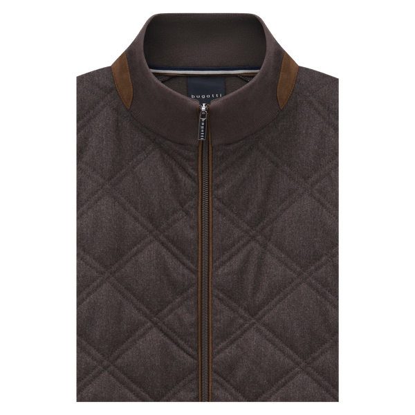 Bugatti Diamond Quilted Zip Front Cardigan