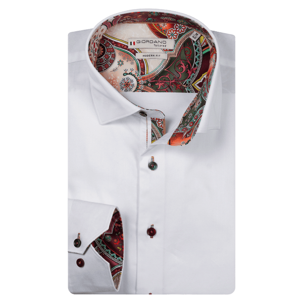 Giordano Long Sleeve Shirt With Paisley Trim
