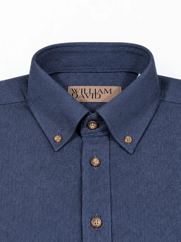 William David Southwold Button Down Herringbone Flannel Shirt
