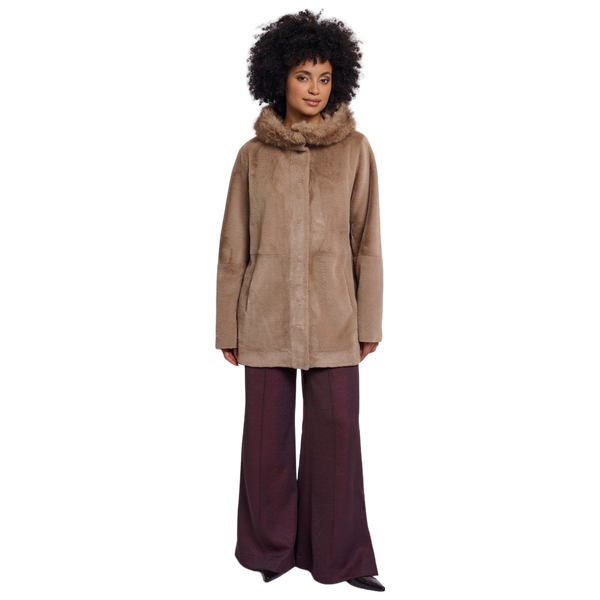 Rino & Pelle Mans Faux Fur Coat With Detachable Hood