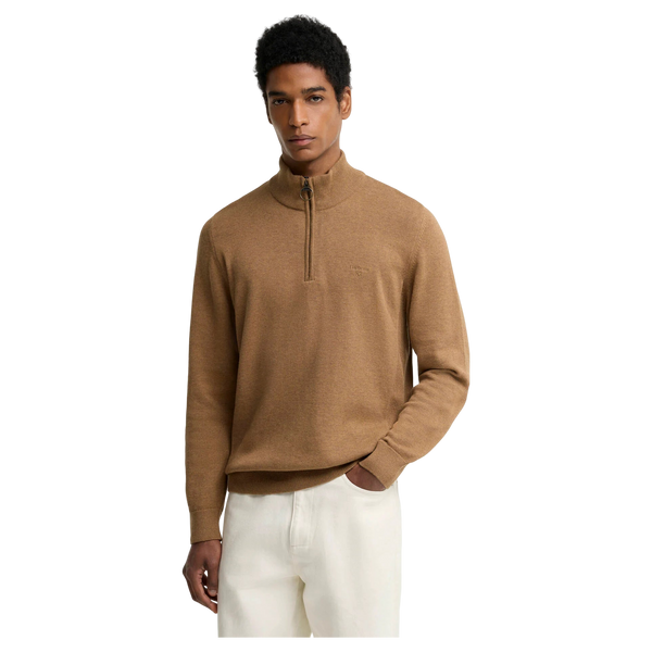 Cotton Half Zip Knitted Jumper