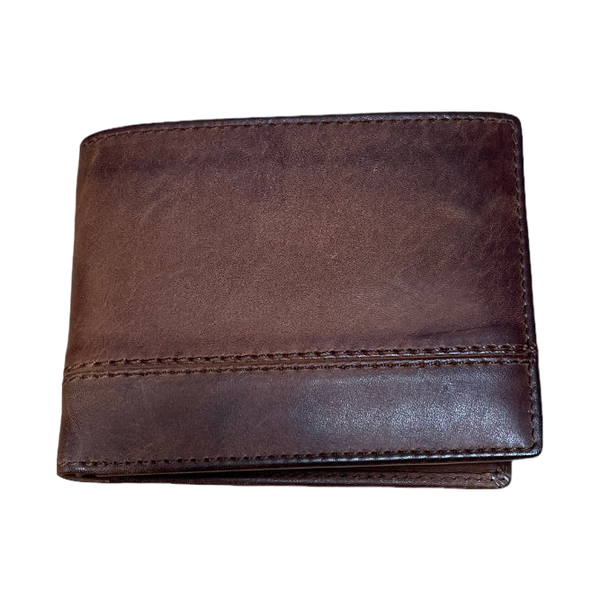 Antique Leather RFID Wallet with Pass Flap