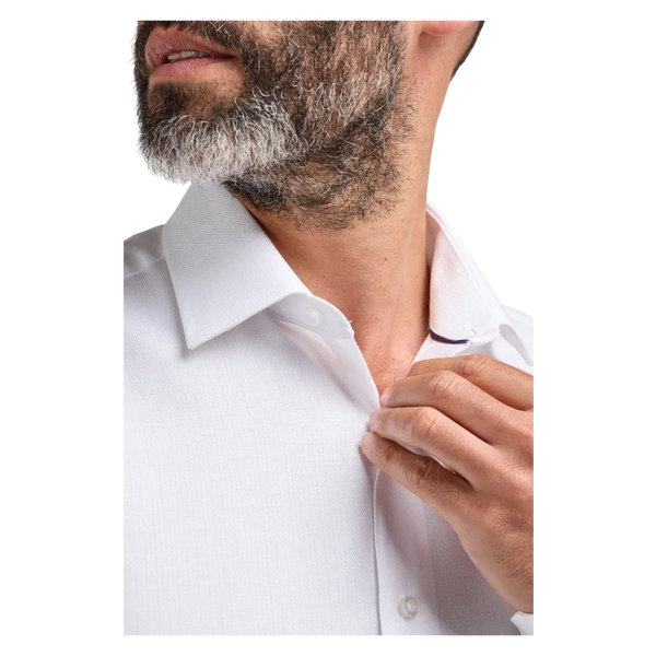 Double Two Herringbone Formal Shirt With Trim