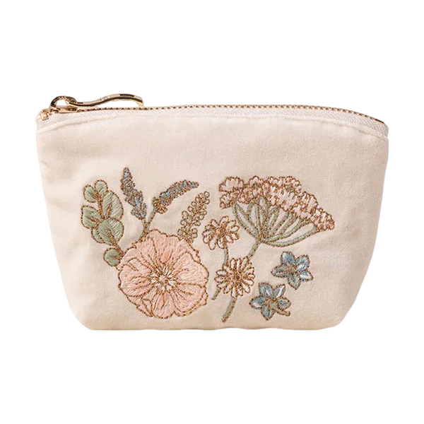 Elizabeth Scarlett Pressed Flowers Bridesmaid Velvet Coin Purse