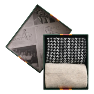 GANT Houndstooth Pattern 2 Pack Socks Gift Set - Black