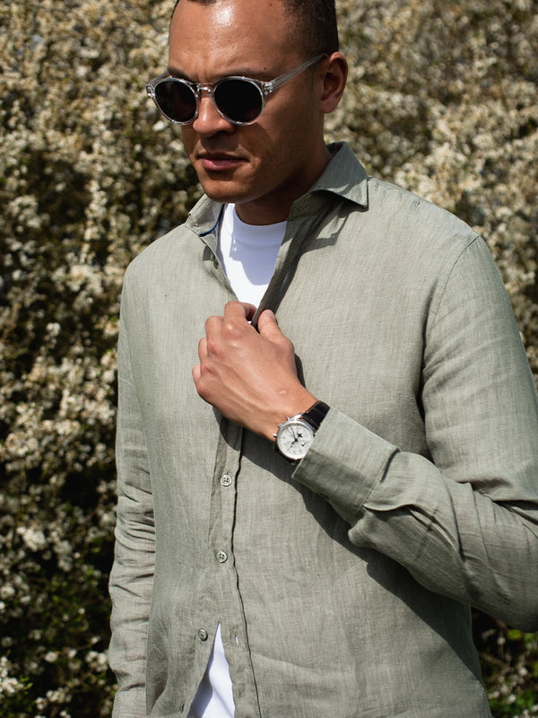 William David Orford Linen Plain Long Sleeve Shirt