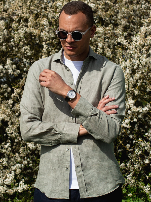 William David Orford Linen Plain Long Sleeve Shirt