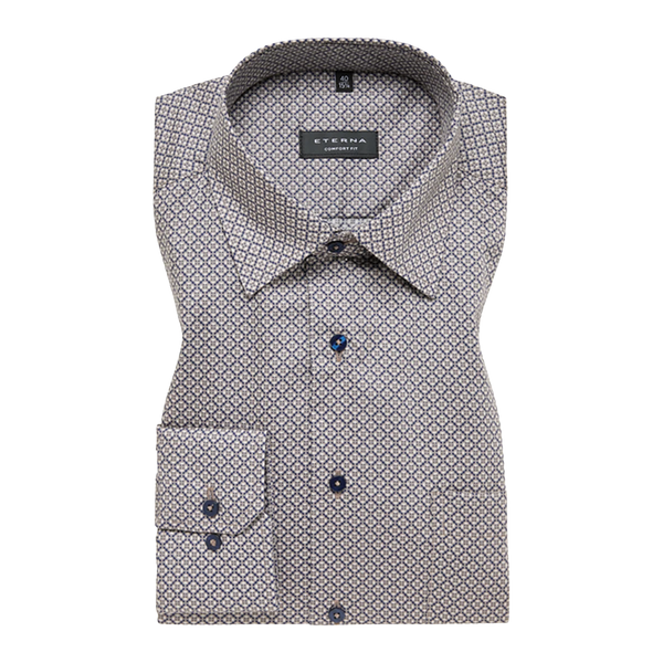 Eterna Diamond Print Long Sleeves Formal Shirt
